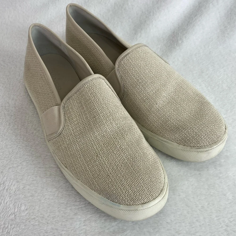 Vince Blair Women's Slip-on Sneakers Size US 8 EU 38 Beige Woven Jute Loafers